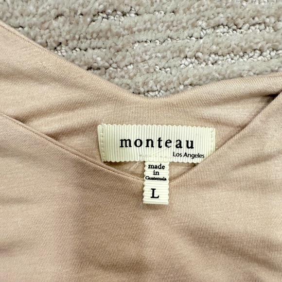 Monteau Cream and Red Sheath Maxi Dress V-Neck Sleeveless - Picture 5 of 6